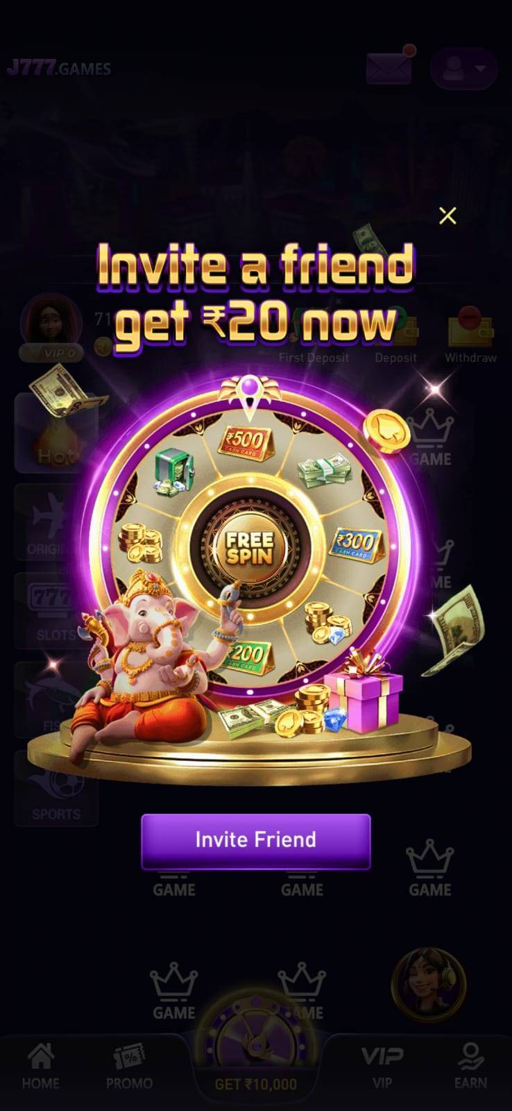 J777 game APK download screen on Android device